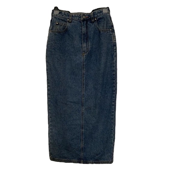 Vintage Sam & Libby 90's Denim Maxi Slit A Line Skirt Size 5/6 Modest Hong Kong - Picture 2 of 16